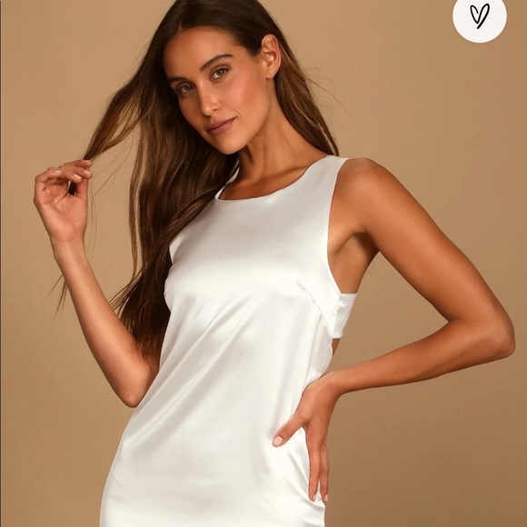 NWT Lulus Joyful White Satin Tie-Back Mini Dress - Picture 8 of 10